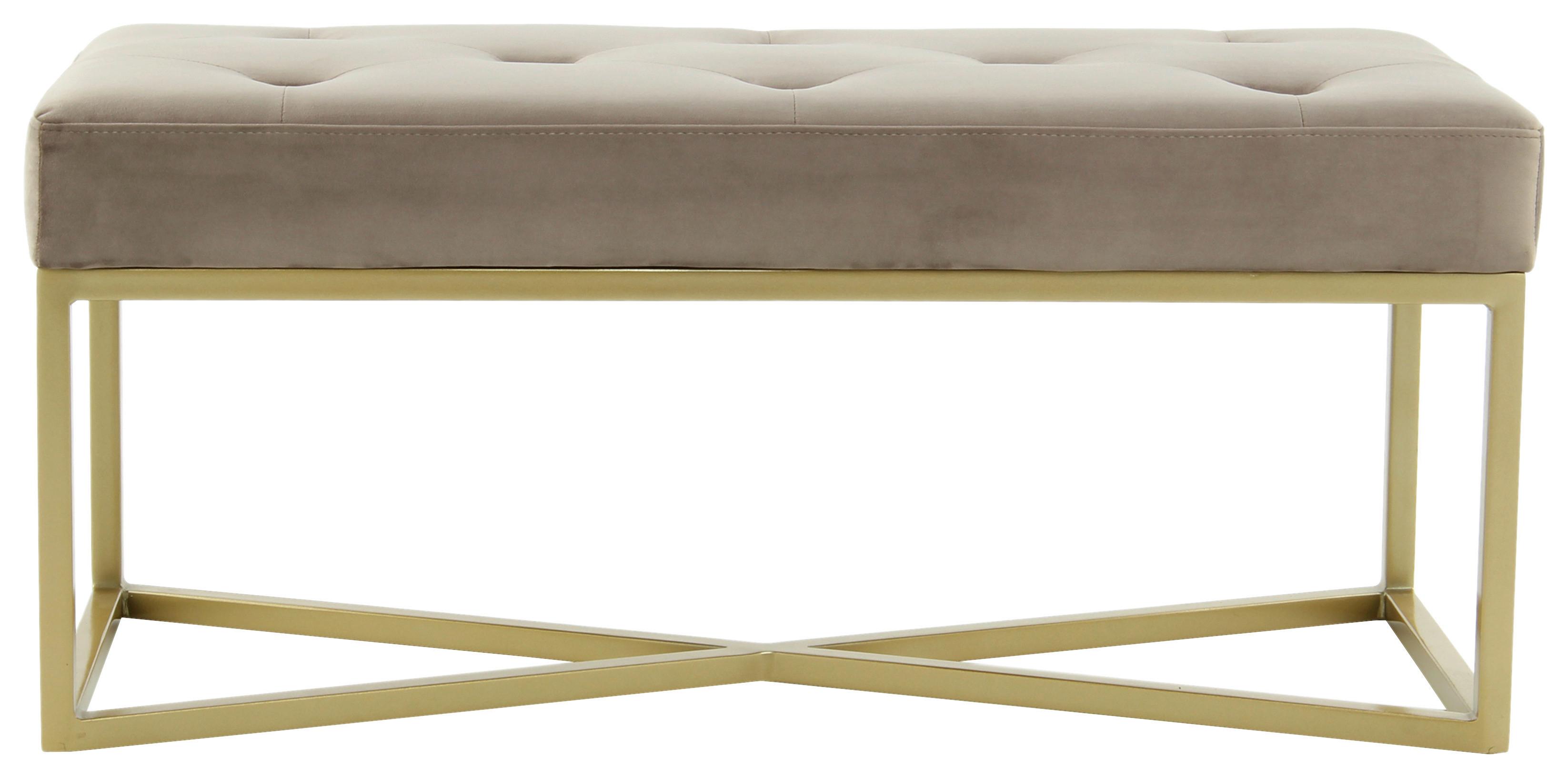 Lavica DIAZ - zlatá/taupe, Design, kov/kompozitné drevo (40/40/90cm) - MID.YOU