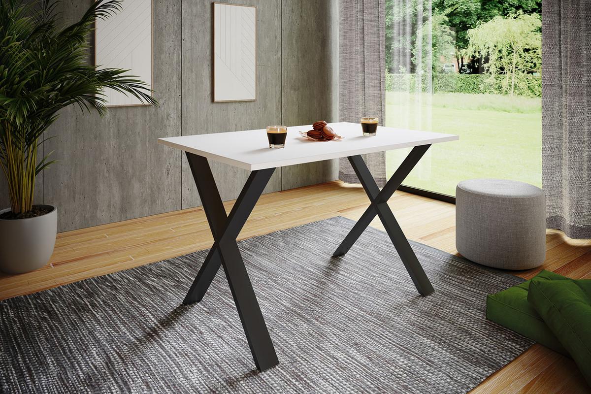 Jedálenský stôl XONA, biely, 140/50/76 CM - čierna/biela, Basics, kov/kompozitné drevo (140/50/76cm) - MID.YOU