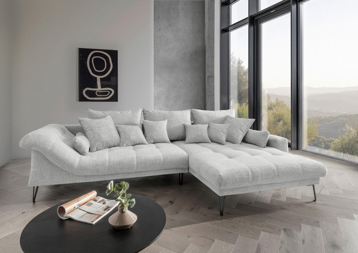 Ecksofa Garda, Weiß S: 310x192 Cm - Schwarz/Weiß, KONVENTIONELL, Textil (310/192cm) - Livetastic