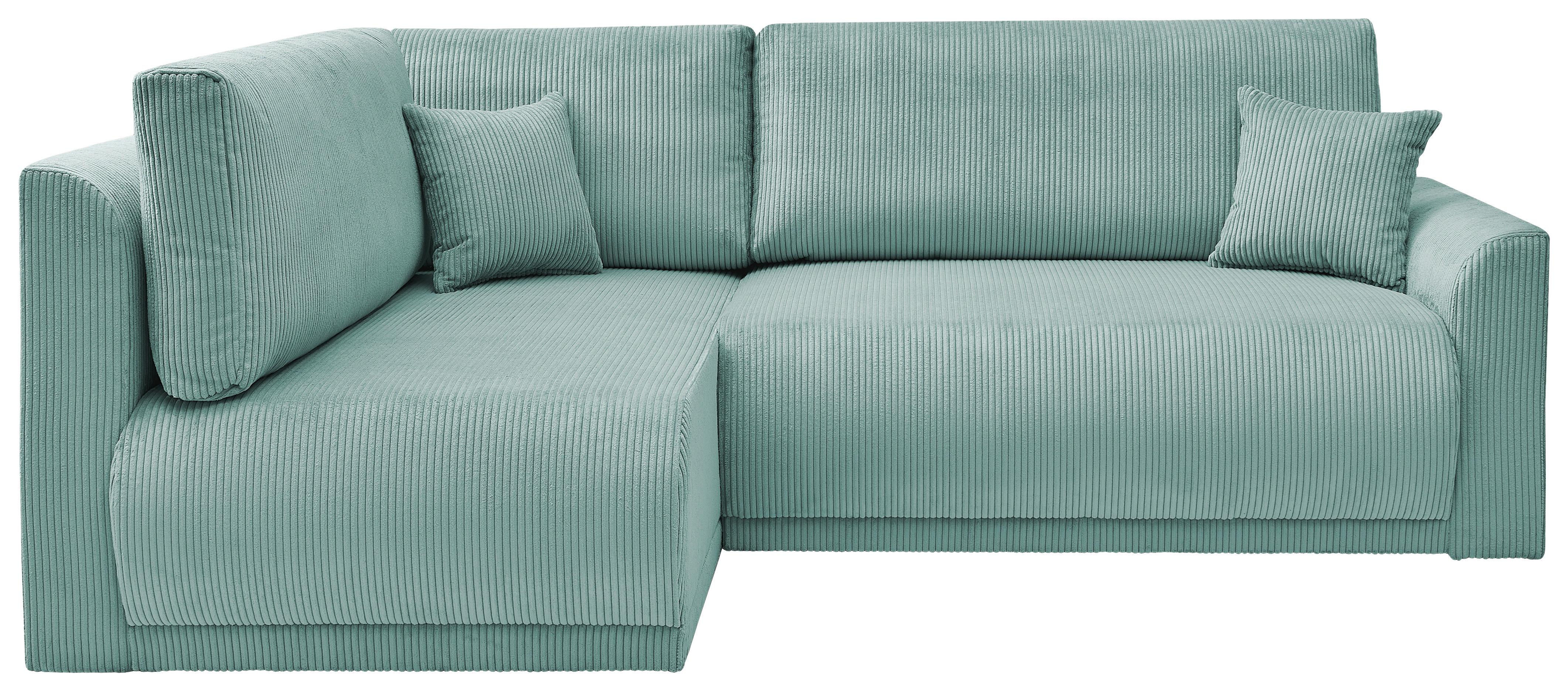Rohová sedačka KIM L160, oboustr.,mátově zel.manšestr - černá/mátově zelená, Moderní, dřevo/textil (233/160cm)