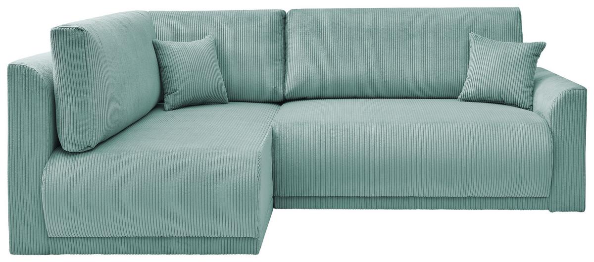 Rohová sedačka KIM L160, oboustr.,mátově zel.manšestr - černá/mátově zelená, Moderní, dřevo/textil (233/160cm)