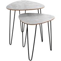 Beistelltisch 2er Set Duo, Betonoptik/schwarz - Schwarz, MODERN, Holzwerkstoff/Metall (48/48/48cm)