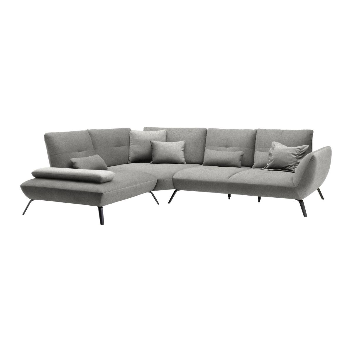 Rohová sedačka TRENDY, ľavá, sivá - čierna/sivá, Modern, kov/kompozitné drevo (250/93/310cm) - Premium Living