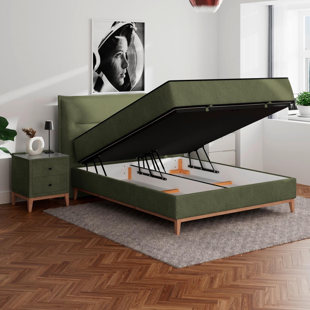 Boxbett Smile inkl. Matratze 180x200 - Grün, KONVENTIONELL, Holz/Holzwerkstoff (180/200cm) - James Wood