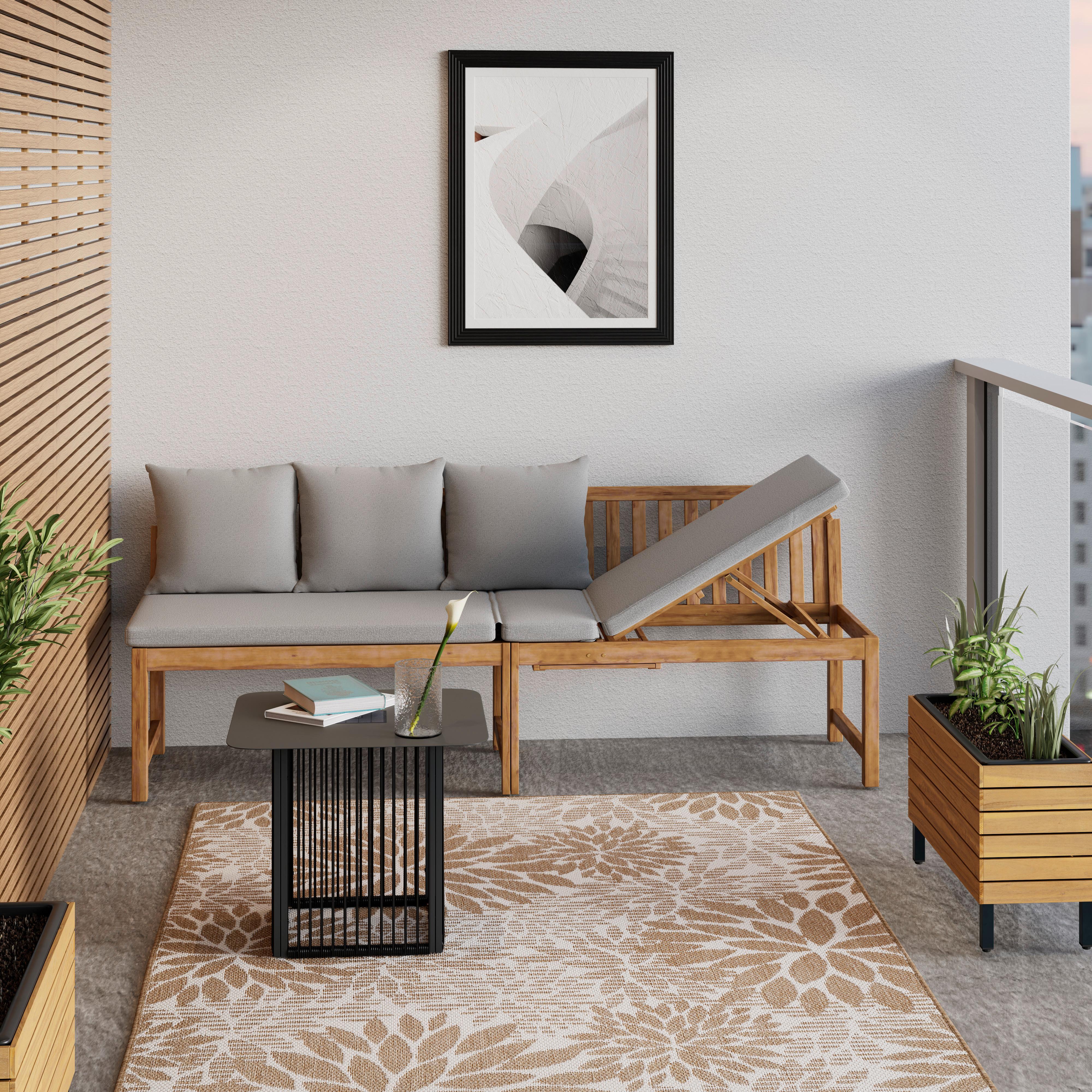 ZÁHRADNÁ LAVICA JUNOA - farba akácie/sivá, Modern, drevo/textil (200/75/60cm) - Bessagi Garden