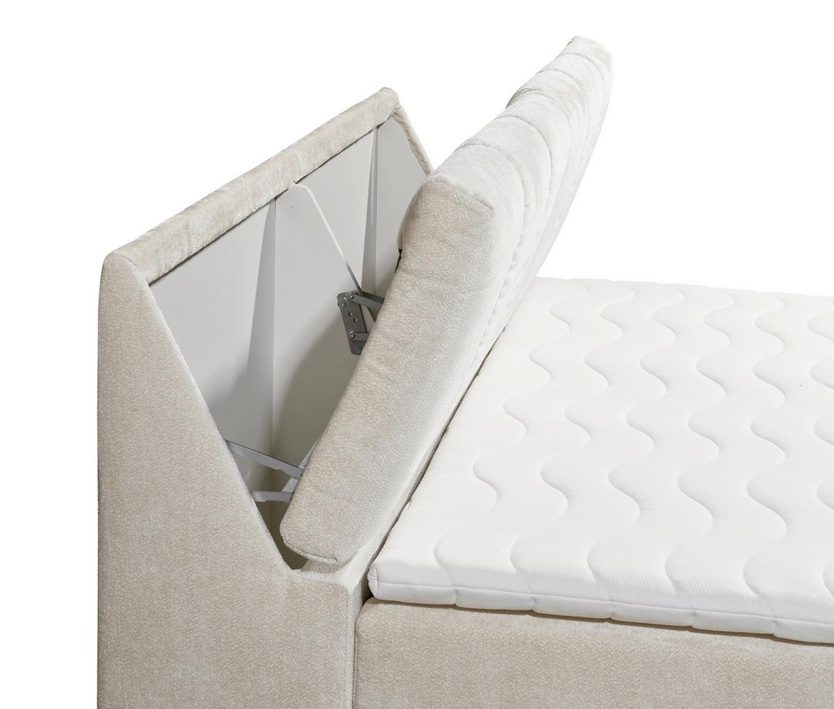 Boxbett Mit Topper+bettkasten 160x200 Cm Valencia - Beige/Schwarz, MODERN, Holzwerkstoff/Textil (160/200cm) - MID.YOU