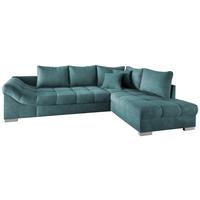Eckschlafsofa Alvito - Silberfarben/Petrol, Design, Textil (298/202cm) - MID.YOU