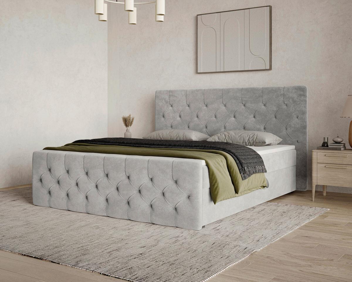 BOXBETT Karo Grau 160x200cm - Schwarz/Grau, MODERN, Holz/Kunststoff (160/200cm) - MID.YOU