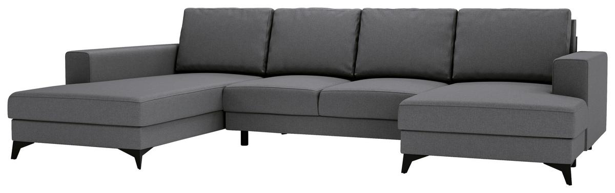 Harvey U Grau U: 190x339x156 Cm - Schwarz/Grau, Design, Textil (190/339/156cm) - Livetastic