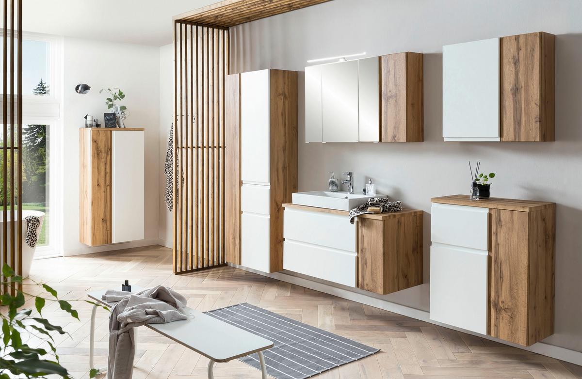 Hängeschrank Varese B: 65 cm Wotaneiche Dekor/Weiß - Eiche Wotan/Weiß, MODERN, Holzwerkstoff (65/64/20cm) - Held