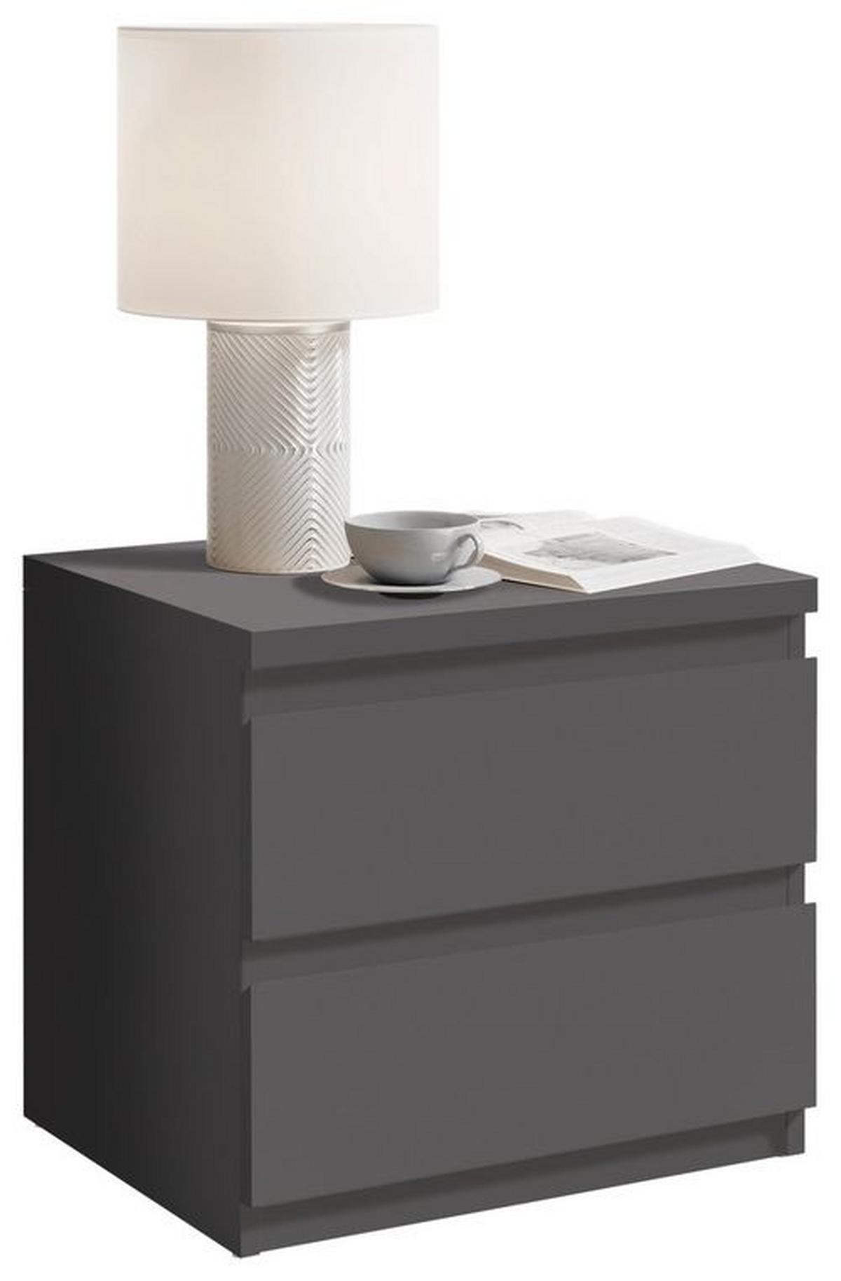Nočný stolík OLLI grafit - čierna/grafitová, Basics, kompozitné drevo/plast (45/43,6/38cm) - MID.YOU