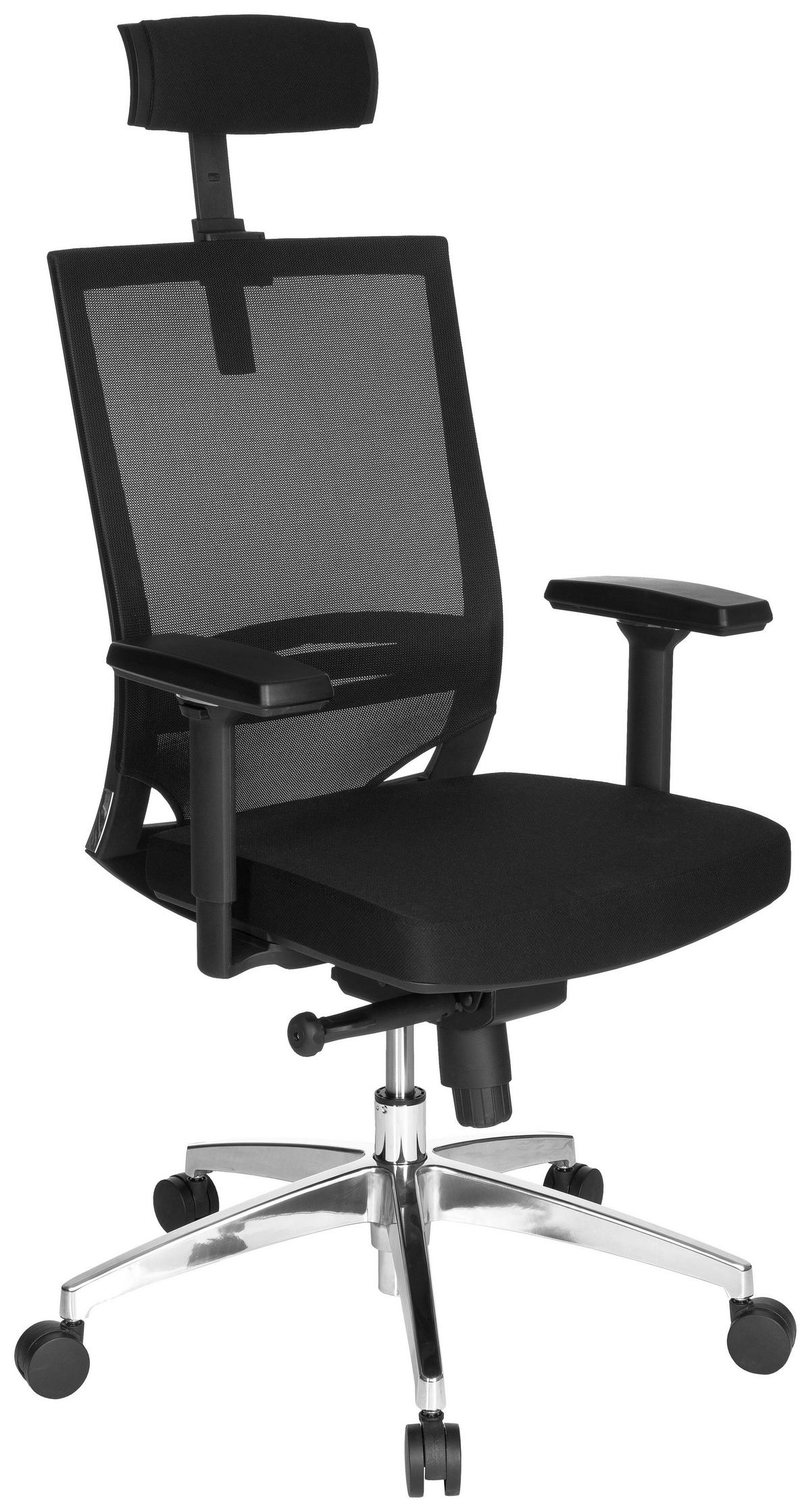 Drehstuhl Porto Max High Schwarz - Alufarben/Schwarz, MODERN, Kunststoff/Textil (63/113/65cm) - MID.YOU