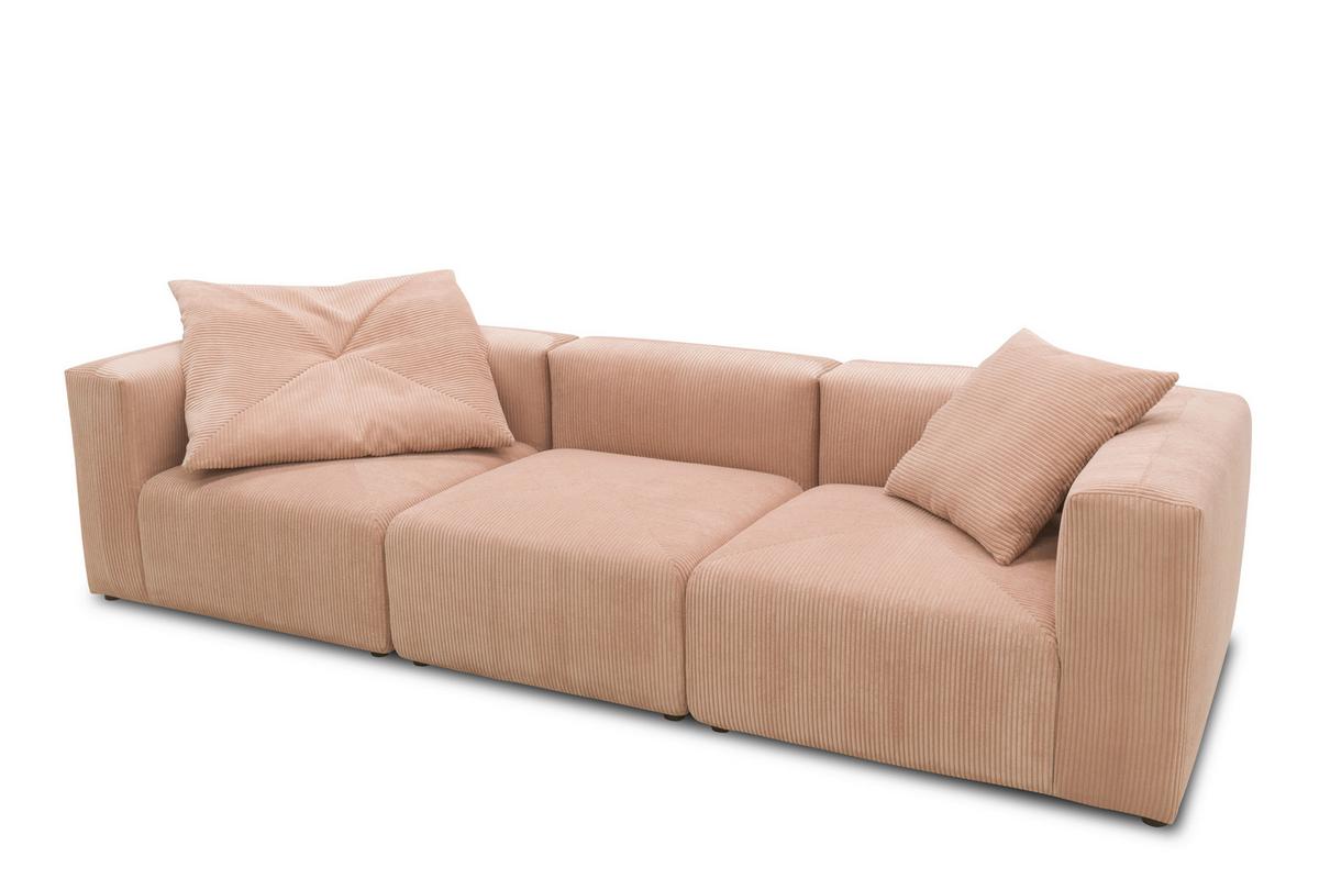 3-sitzer-sofa Rosa, Roségold B: 301 Cm - Roségold/Schwarz, Design, Textil (301/69/108cm) - MID.YOU