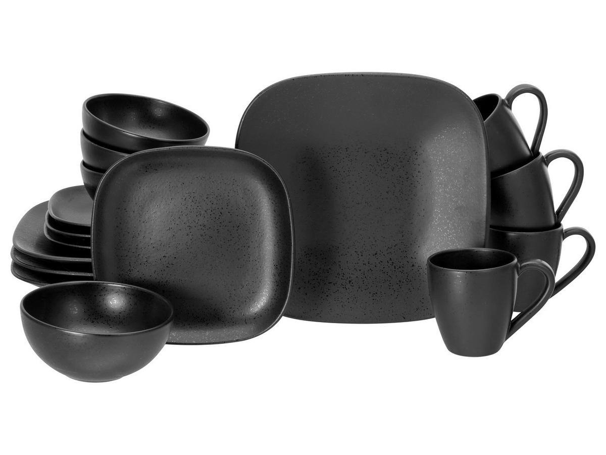 Kombiservice Square Schwarz 16-teilig - Schwarz, Basics, Keramik - Creatable