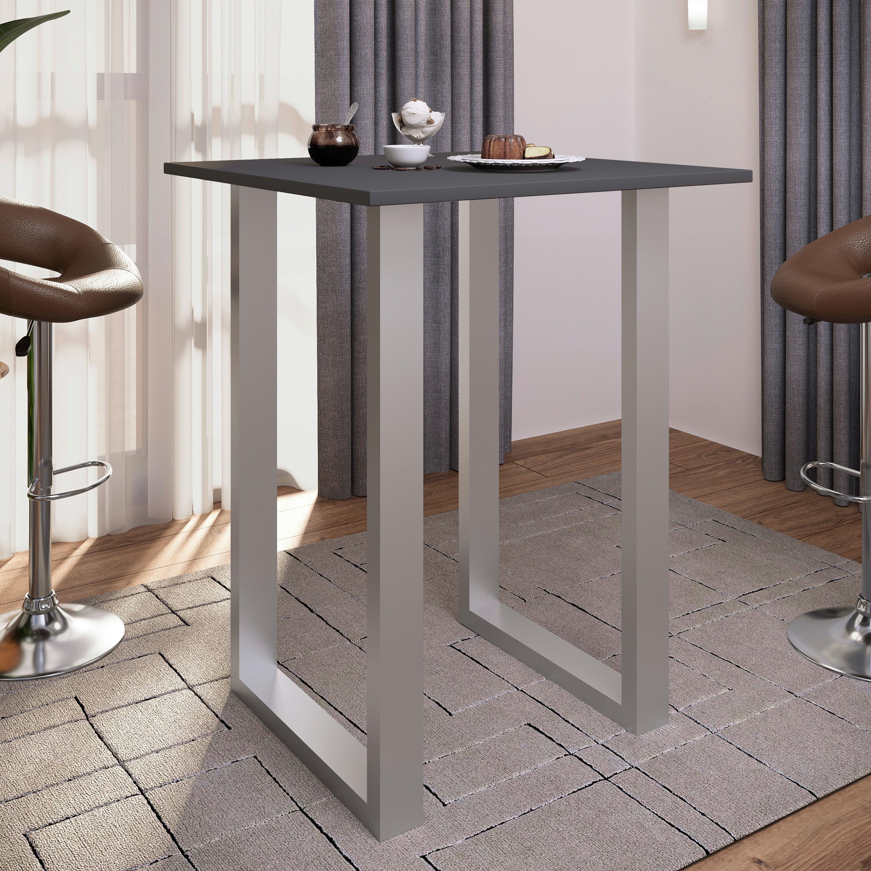 Bartisch Xona B 80x80x120 cm Anthrazit, Silberfarben - Anthrazit/Silberfarben, KONVENTIONELL, Holzwerkstoff/Metall (80/102/80cm)