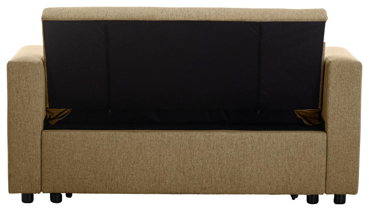 Schlafsofa Athen Khaki B: 150 cm - Khaki/Schwarz, Basics, Textil/Metall (150/91/85cm) - P & B