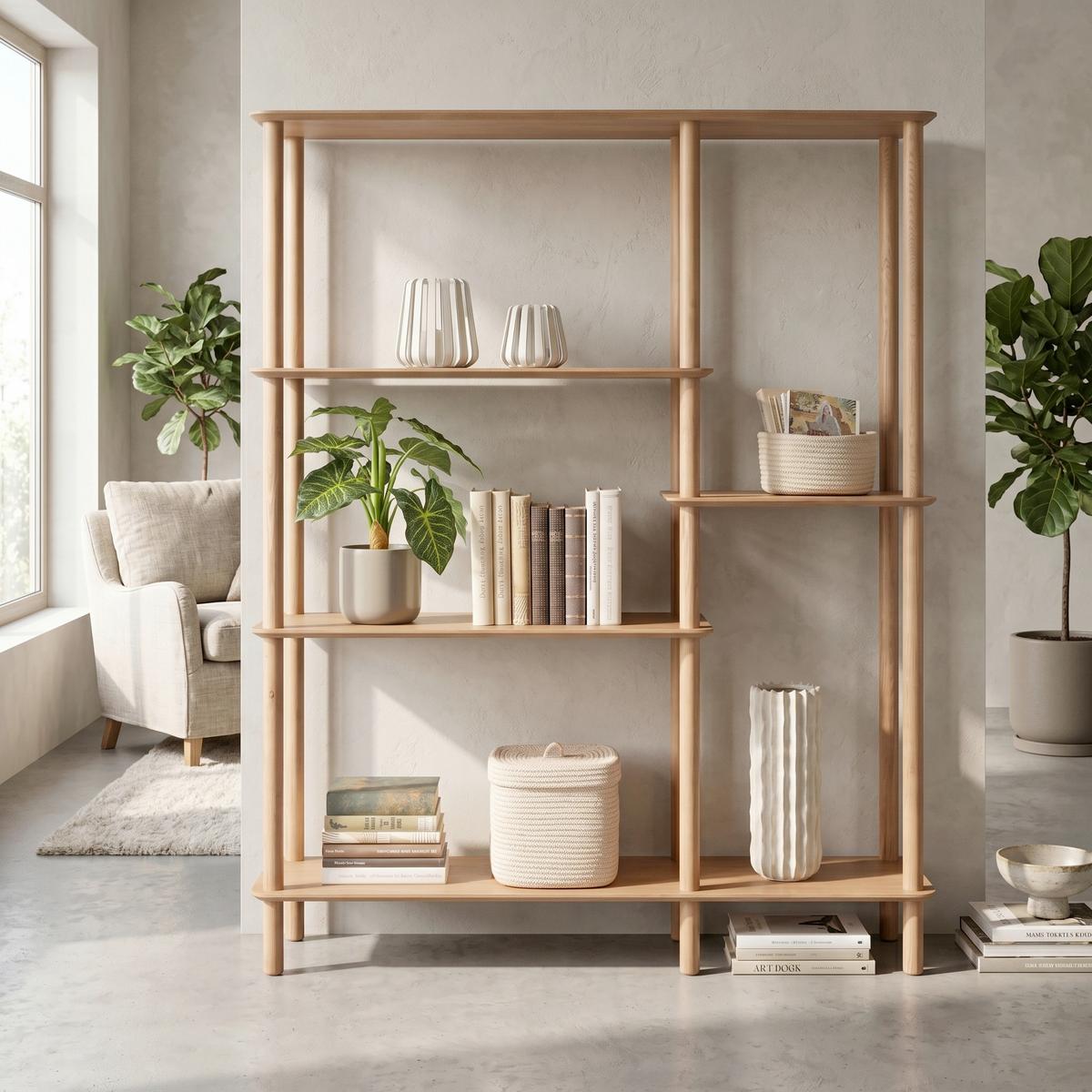Regál MATS, prírodná farba - prírodná farba, Modern, drevo/kompozitné drevo (120/140/30cm) - Premium Living