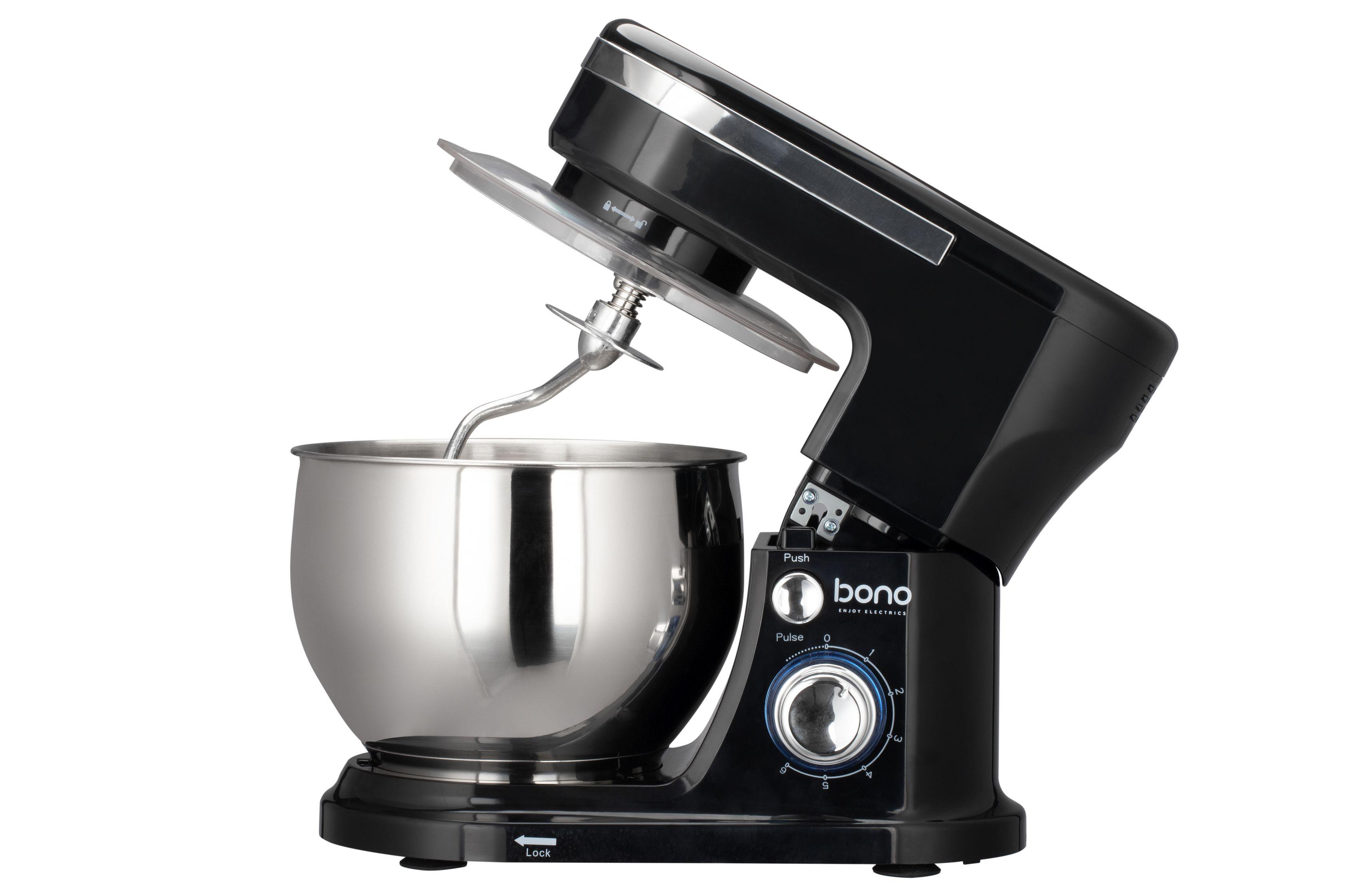 Küchenmaschine Yasmin Schwarz 1300 W - Edelstahlfarben/Schwarz, KONVENTIONELL, Kunststoff/Metall (36/22,3/29cm) - Bono