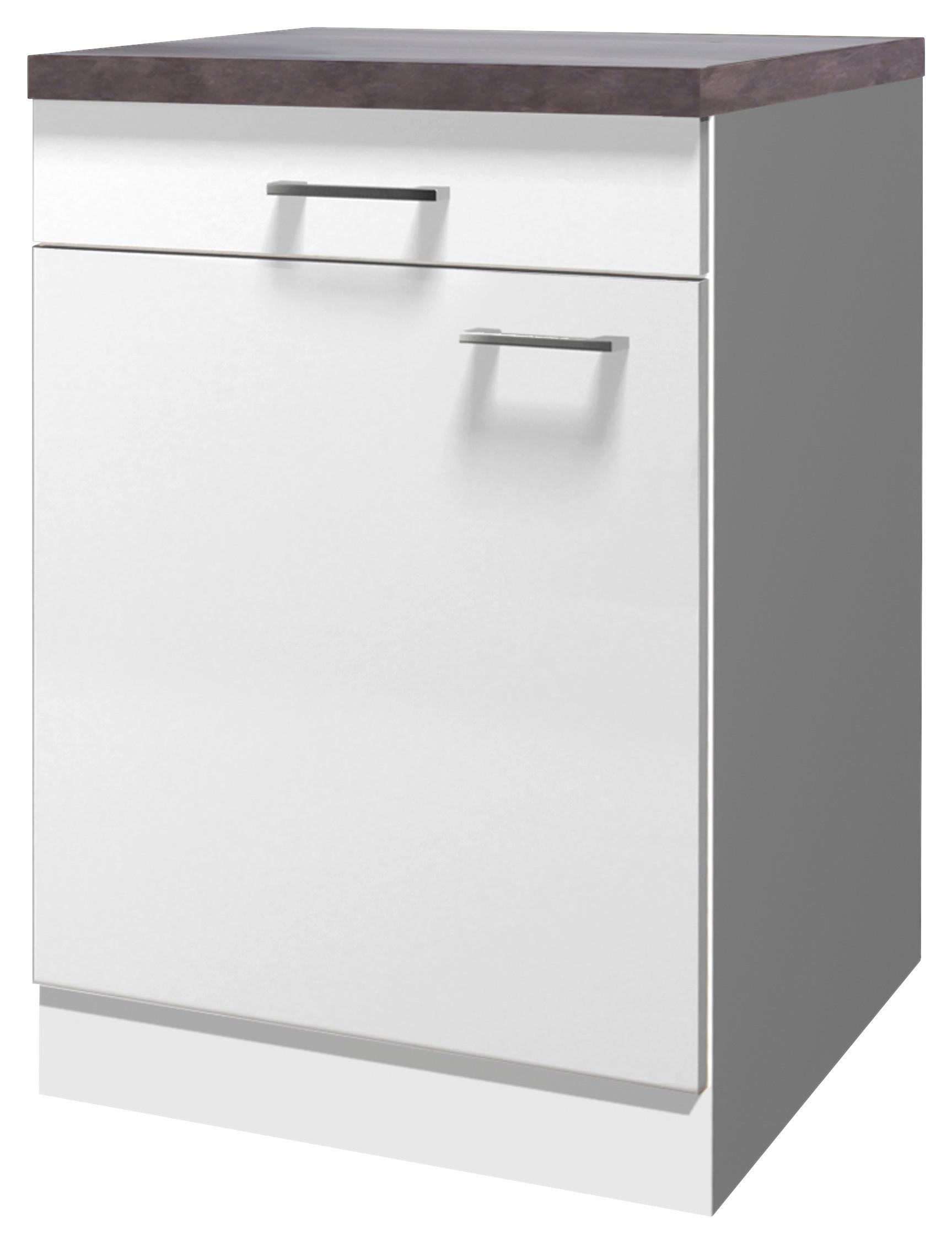 Küchenunterschrank Lucca Weiß B: 60 cm - Graubraun/Weiß, KONVENTIONELL, Holzwerkstoff (60/85/60cm) - FlexWell