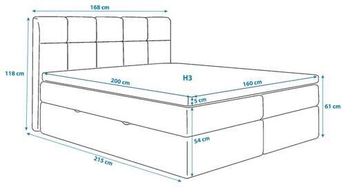 Boxbett Mit Topper & Bettkasten 160x200 Lorie - Dunkelgrau/Schwarz, MODERN, Holz/Holzwerkstoff (160/200cm) - MID.YOU