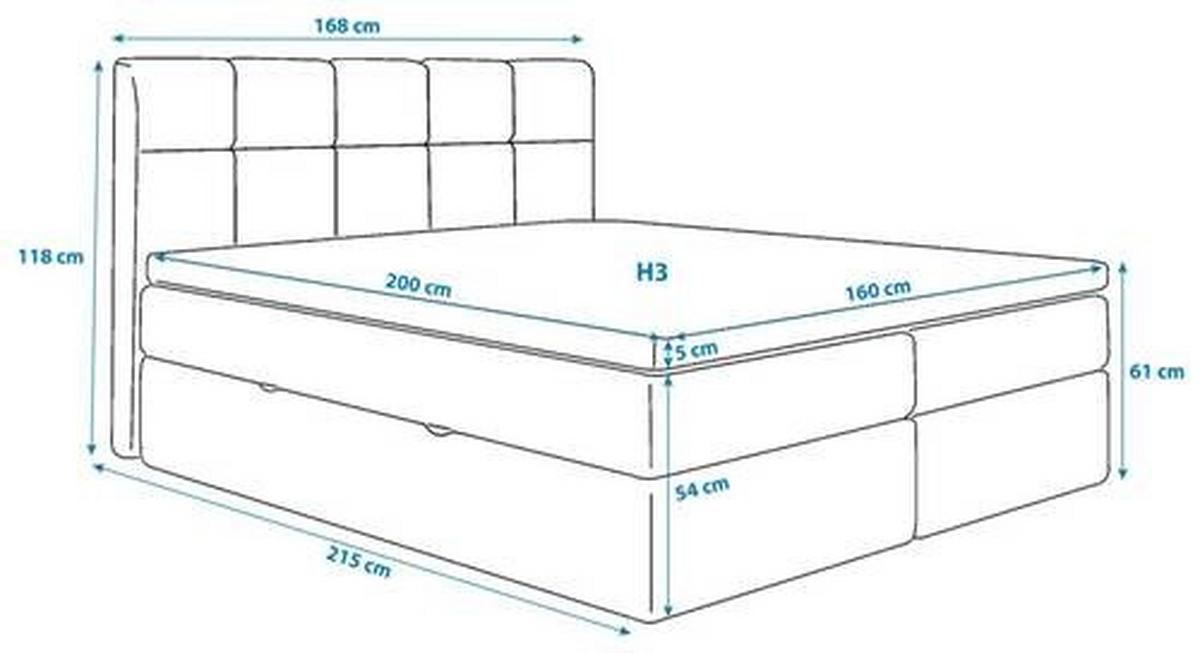 Boxbett Lorie Ii - Dunkelgrau/Schwarz, MODERN, Holz/Holzwerkstoff (160/200cm) - MID.YOU