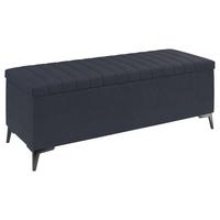 Lavica k posteli SANTI tmavovodrá - čierna/tmavomodrá, Modern, kov/kompozitné drevo (144/56/54cm)