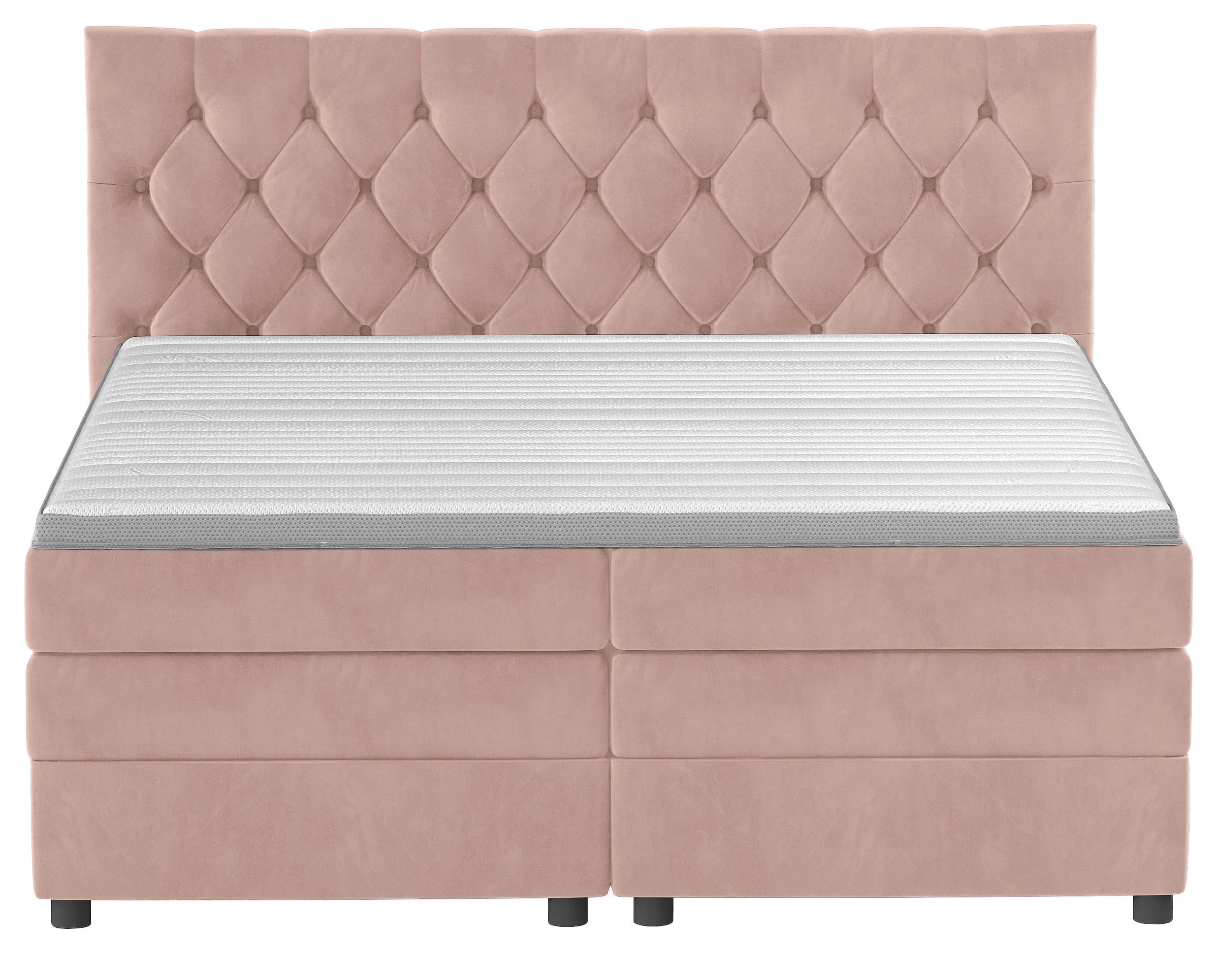 Boxspringbett Swing 14 Altrosa 180x200 Cm H2 - Schwarz/Altrosa, ROMANTIK / LANDHAUS, Textil (184/121/212cm) - James Wood