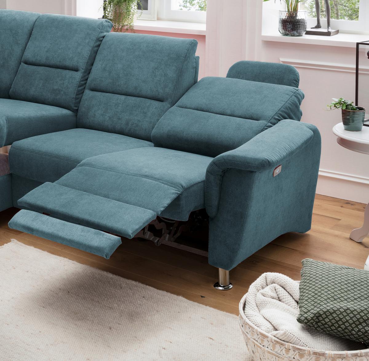 Ecksofa Parole Hellblau S:184/231 cm - Chromfarben, KONVENTIONELL, Textil (184/231cm) - Livetastic