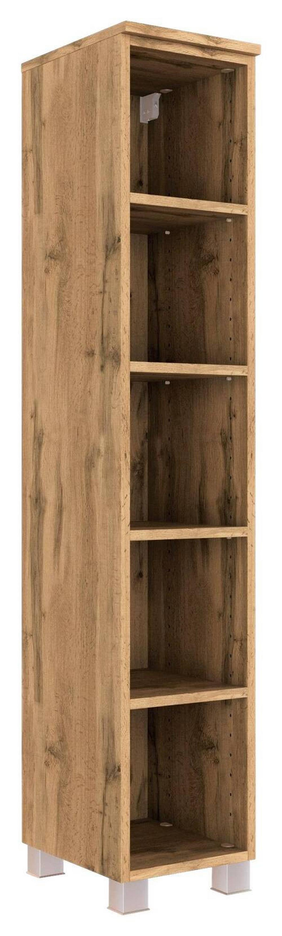 Badezimmerregal 5 Fächer Eiche Dekor 25x130 cm Helsinki - Eichefarben/Silberfarben, KONVENTIONELL, Holzwerkstoff (25cm) - Held