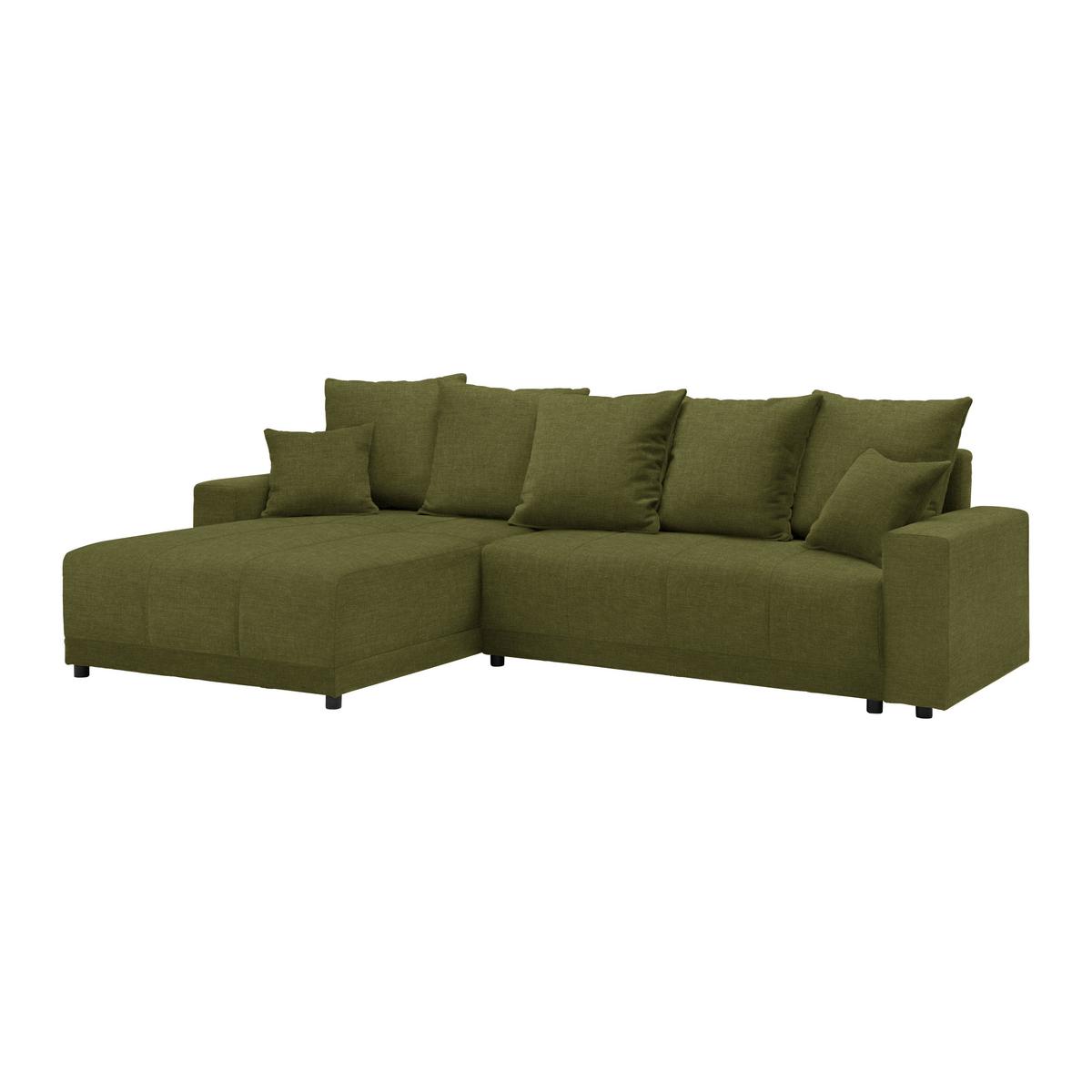 Rohová sedačka ALATRI, oboustr.,oliv.zelená,s polšt. - černá/zelená, Moderní, textil/plast (289/90/176cm) - Based