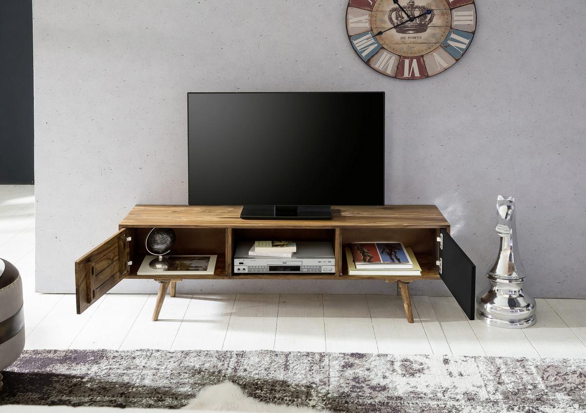 Nízka komoda pod TV Repa š:140cm masív - čierna/farba indického palisandra, Design, drevo (140/45/35cm) - MID.YOU