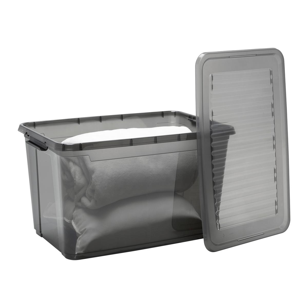 Box s víkem LEO -  56L - průhledné, Moderní, plast (59/38/35,5cm) - Mömax