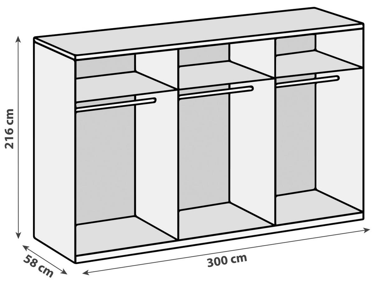 Drehtürenschrank B: 300 Cm Level, Weiß - Weiß, MODERN, Holzwerkstoff (300/216/58cm) - MID.YOU