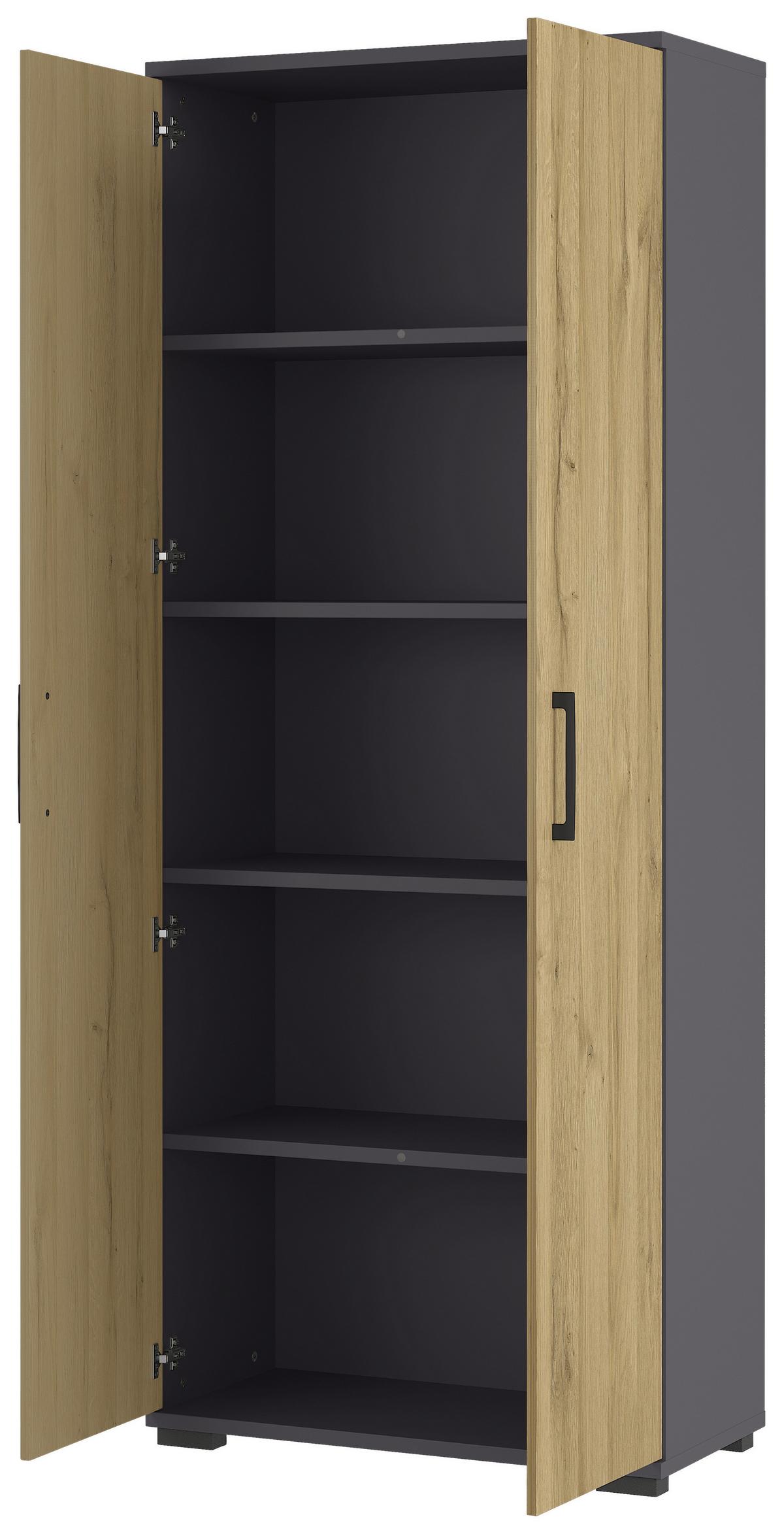 Aktenschrank Gw-Profi Eiche Dekor/Graphitfarben B: 80 cm - Eichefarben/Graphitfarben, KONVENTIONELL, Holzwerkstoff (80/200/40cm) - Germania