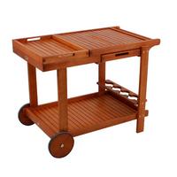 Servierwagen Eukalyptusholz Hayward mit Flaschenfach - Eukalyptusholzfarben, Basics, Holz (60/76/100cm) - Gardenson