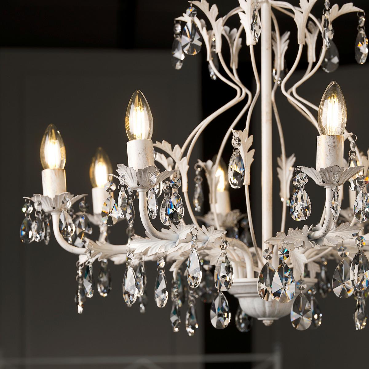 KRISTALL-HÄNGELEUCHTE 4670/8A - Weiß, KONVENTIONELL, Glas/Metall (70/70/105cm)