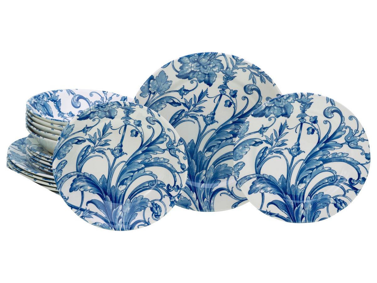 Tafelservice Venecia Blau Blau, Weiß L: 31 cm - Blau/Weiß, Basics, Keramik - Creatable