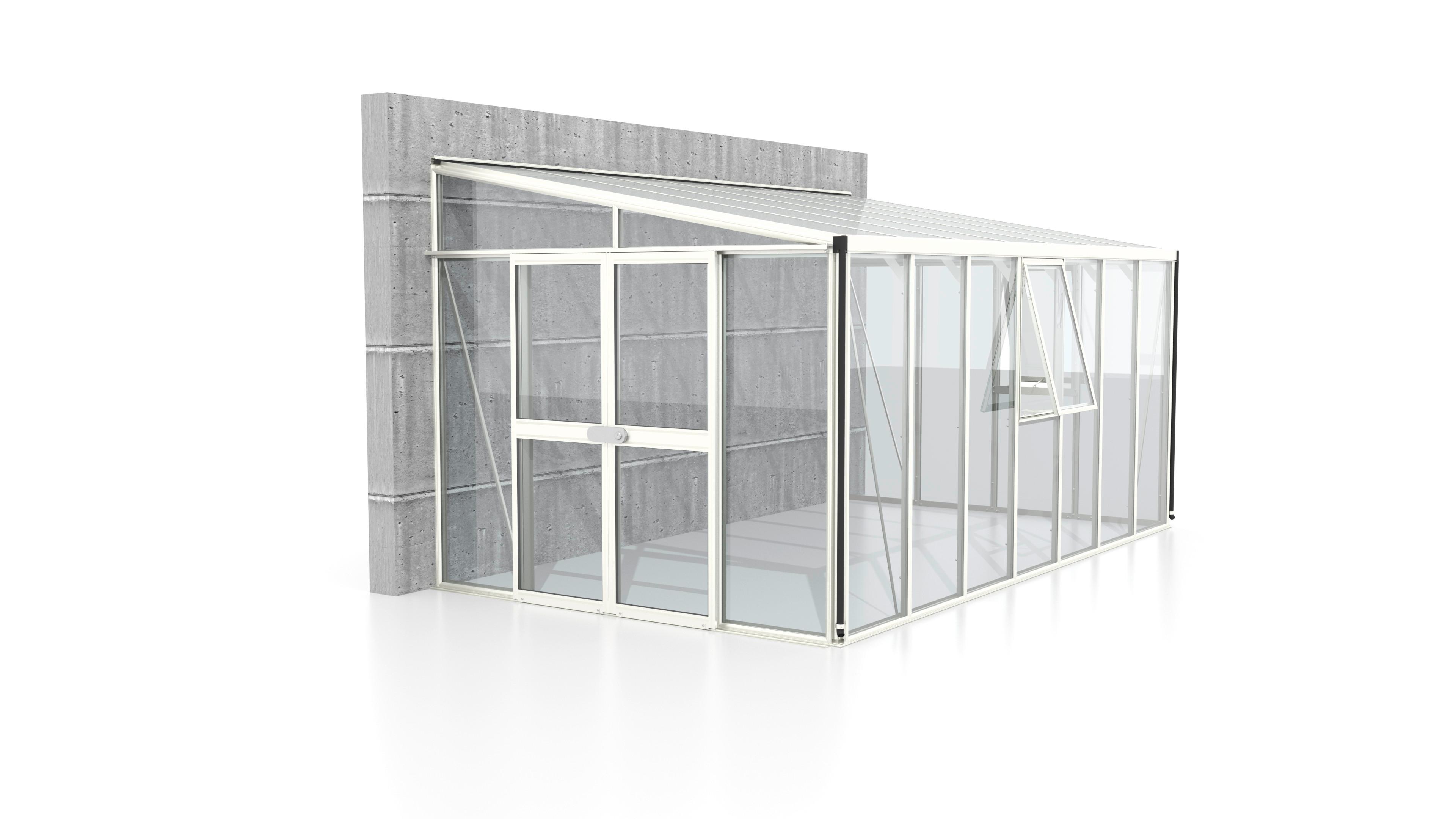 Anlehn-Gewächshausbausatz Athena 11900 Esg/Hkp, Weiss - Weiß, Basics, Glas/Kunststoff (460/265,9/238,8cm)