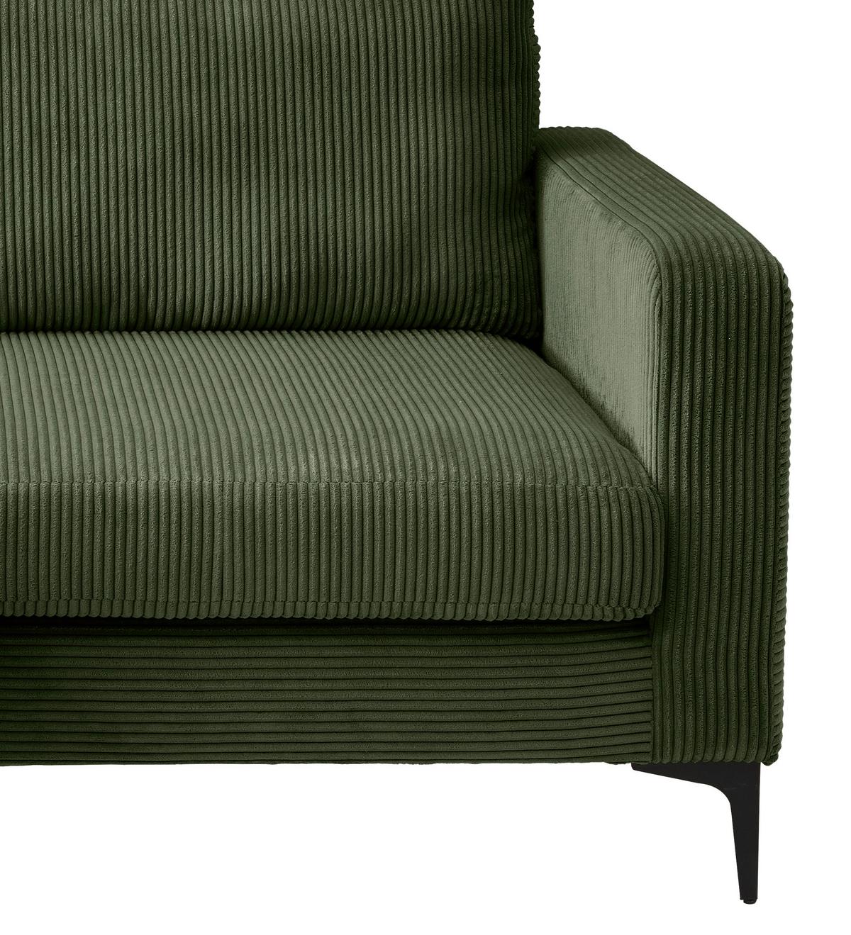 Ecksofa Eliza Dunkelgrün S: 204x153 cm - Dunkelgrün/Schwarz, Basics, Textil (204/153cm) - Livetastic