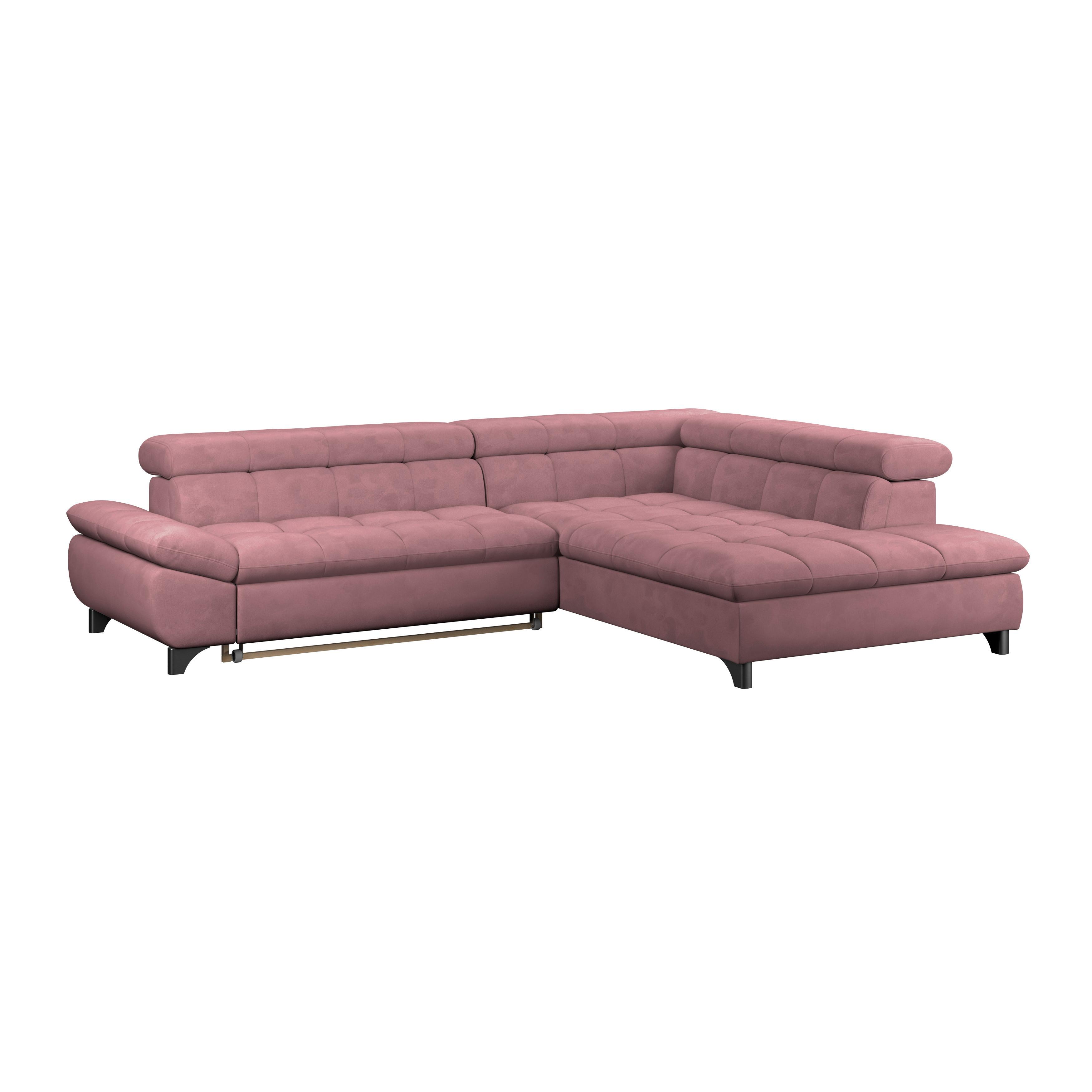 Ecksofa Gemini Rosa, B: 312cm - Chromfarben/Rosa, KONVENTIONELL, Textil (312/234cm)