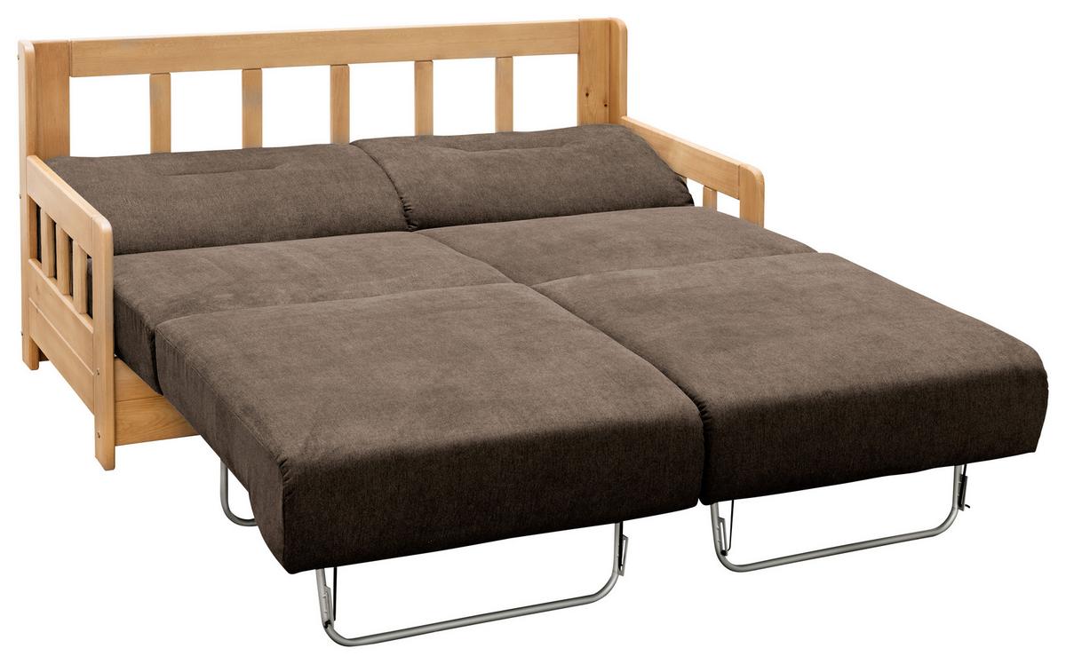 2-Sitzer-Sofa mit Schlaffunkt. Camino Holzkorpus Braun - Dunkelbraun/Honig, LIFESTYLE, Holz/Textil (154/88/90cm) - Livetastic