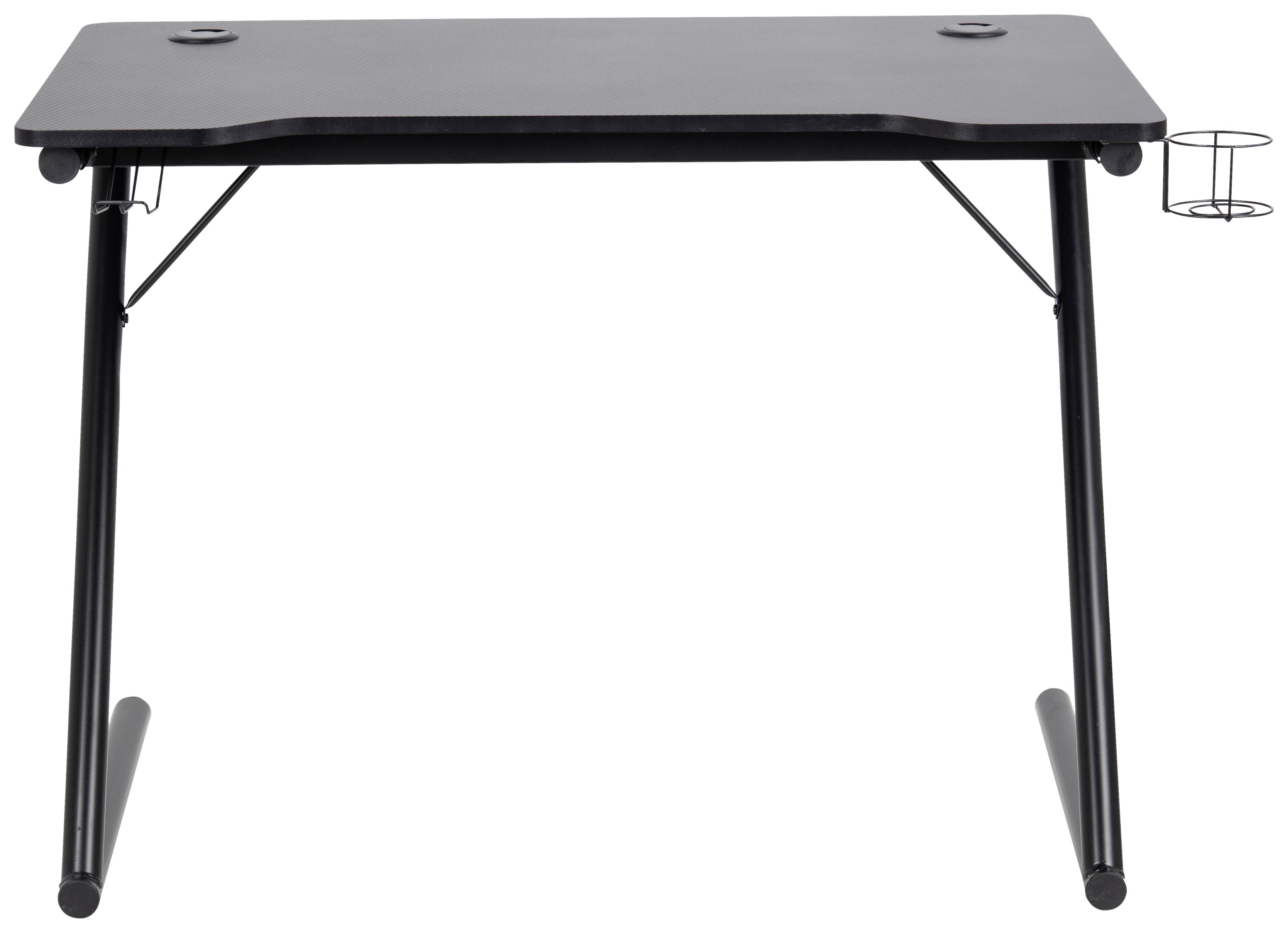 Gaming Tisch B 100cm H 74cm Trooper, Schwarz - Schwarz, KONVENTIONELL, Holzwerkstoff/Metall (100/60/74cm) - Livetastic