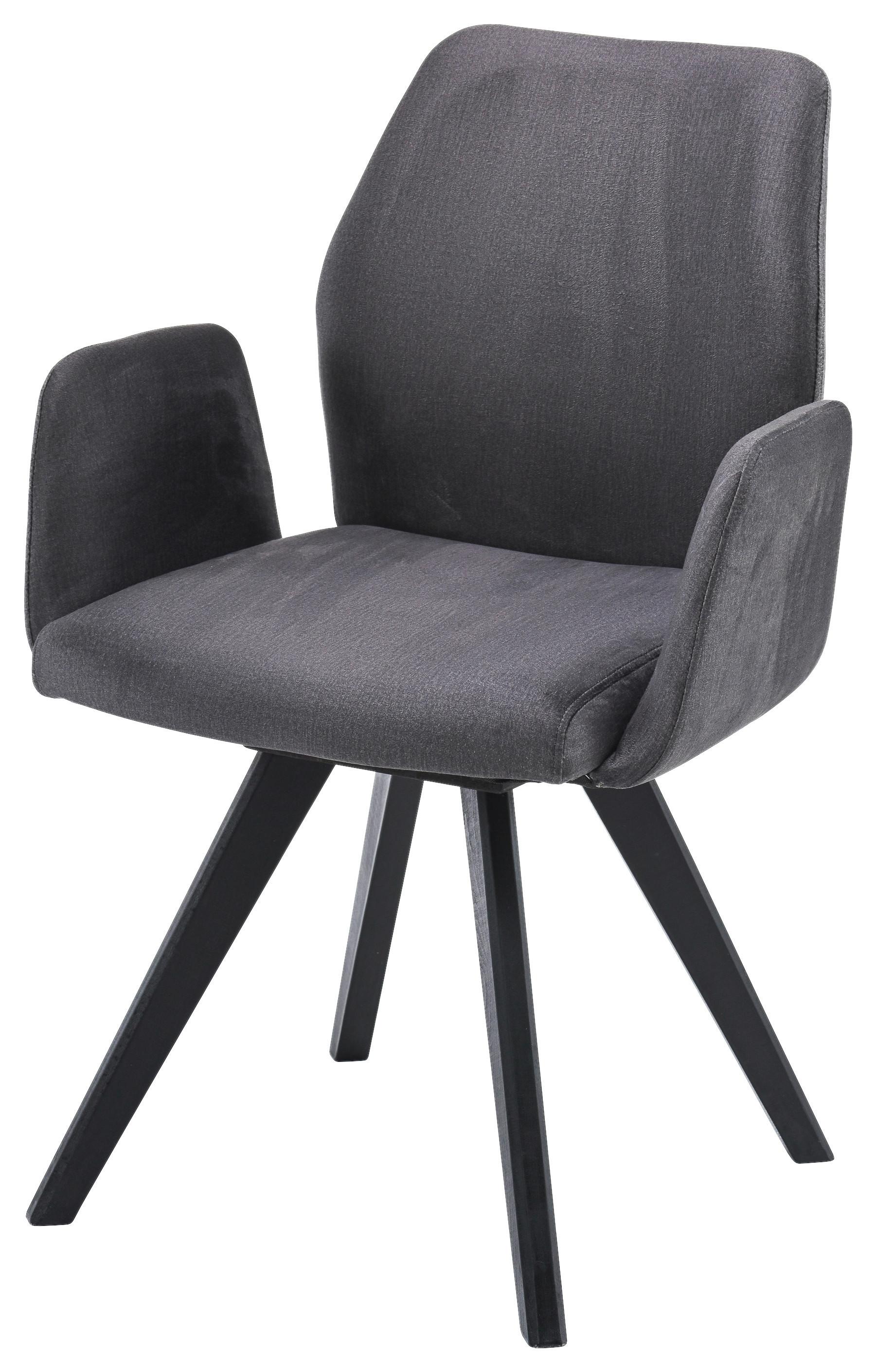 Armlehnstuhl Neva 1 Grau Buche Massiv, B: 63 Cm - Schwarz/Grau, KONVENTIONELL, Holz/Textil (63/88/62cm)