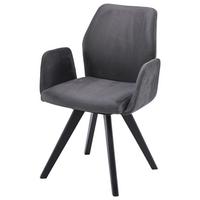 Armlehnstuhl Neva 1 Grau Buche Massiv, B: 63 Cm - Schwarz/Grau, KONVENTIONELL, Holz/Textil (63/88/62cm)