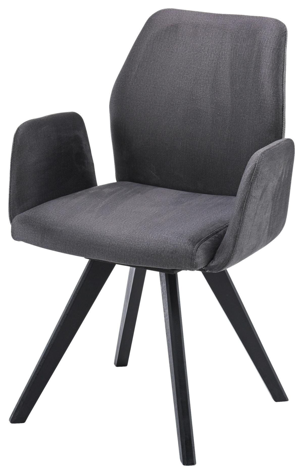 Armlehnstuhl Neva 1 Grau Buche Massiv, B: 63 Cm - Schwarz/Grau, KONVENTIONELL, Holz/Textil (63/88/62cm)