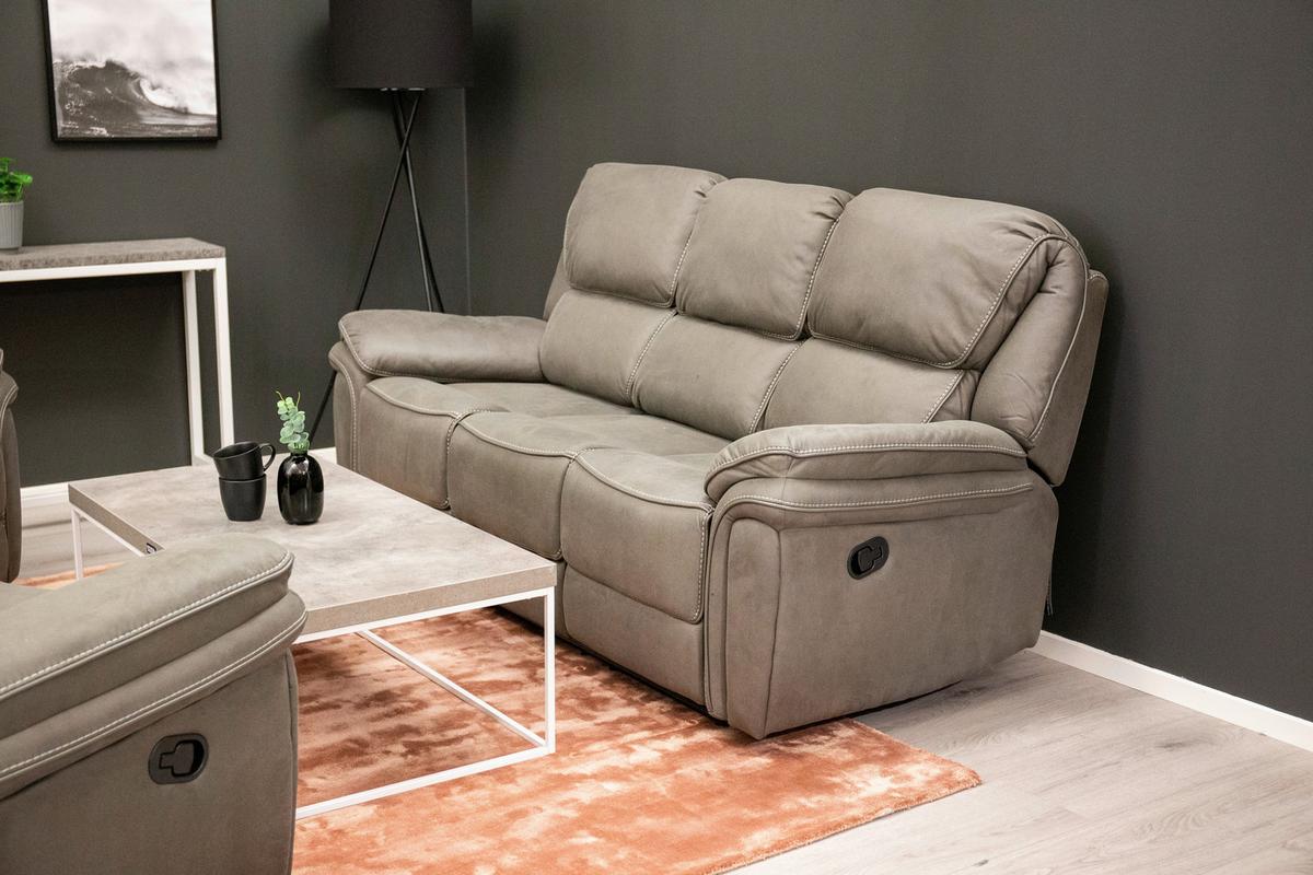 3-Sitzer-Sofa Saranda - Grau, Design, Textil/Metall (206/96/98cm) - Livetastic