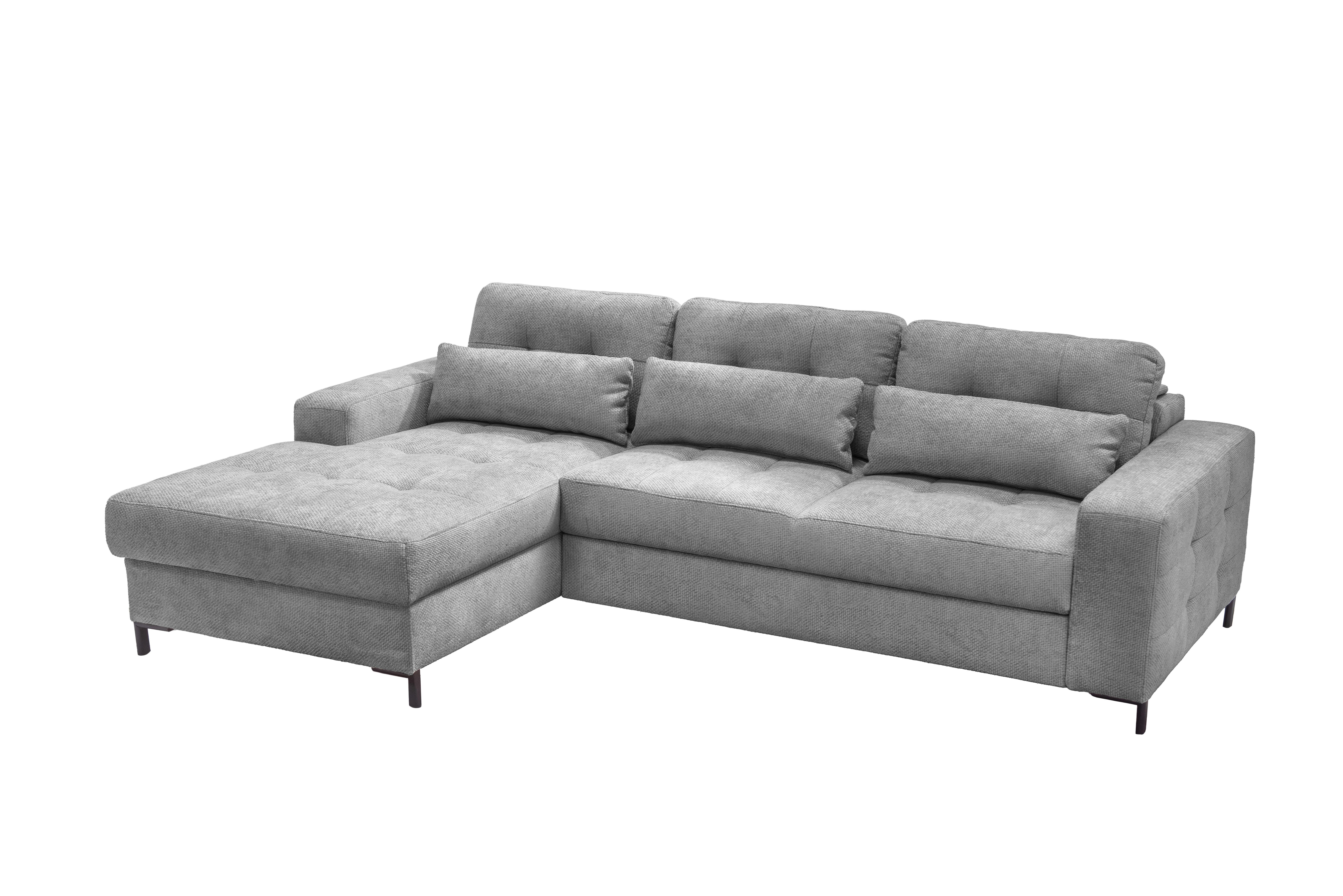 Ecksofa Bonito Grau, Schenkel: 176x255 cm - Schwarz/Grau, Design, Textil (176/255cm) - Livetastic