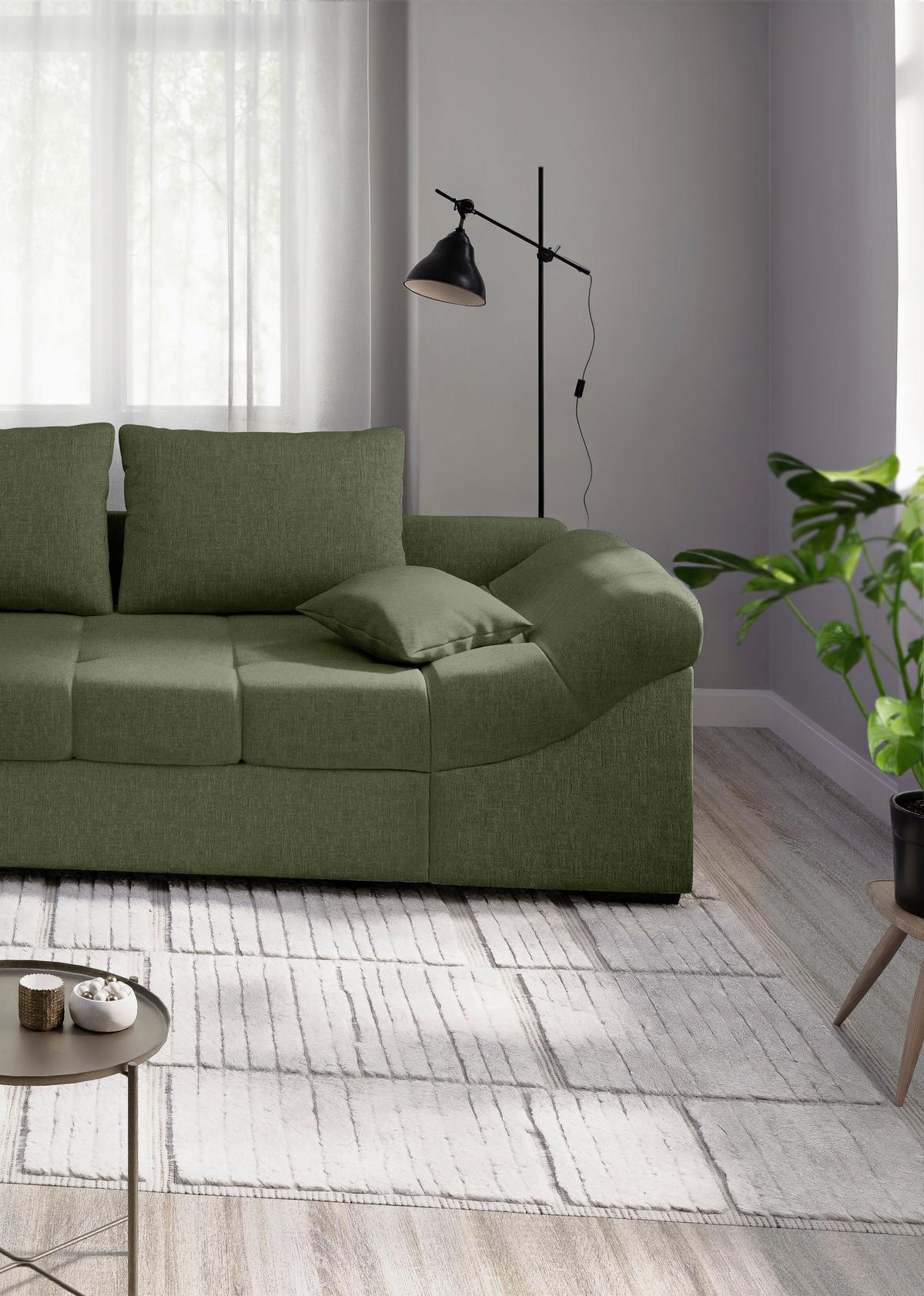 Eckschlafsofa Alvito Grün S: 202x298 Cm - Schwarz/Grün, MODERN, Textil (202/298cm) - MID.YOU