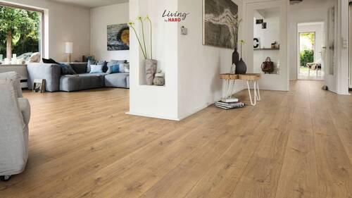 Laminatboden Eiche Calgary Natur Authen Landhausdiele Stärke 8mm - Eichefarben/Braun, Natur, Holzwerkstoff (220/24,3/0,8cm) - Living by HARO
