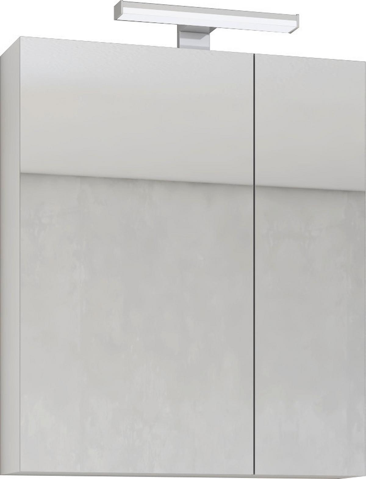 Spiegelschrank Edi B: 65 Cm Weiss, 2 Einlegeböden - Weiß, MODERN, Glas/Holzwerkstoff (65/74/18cm)